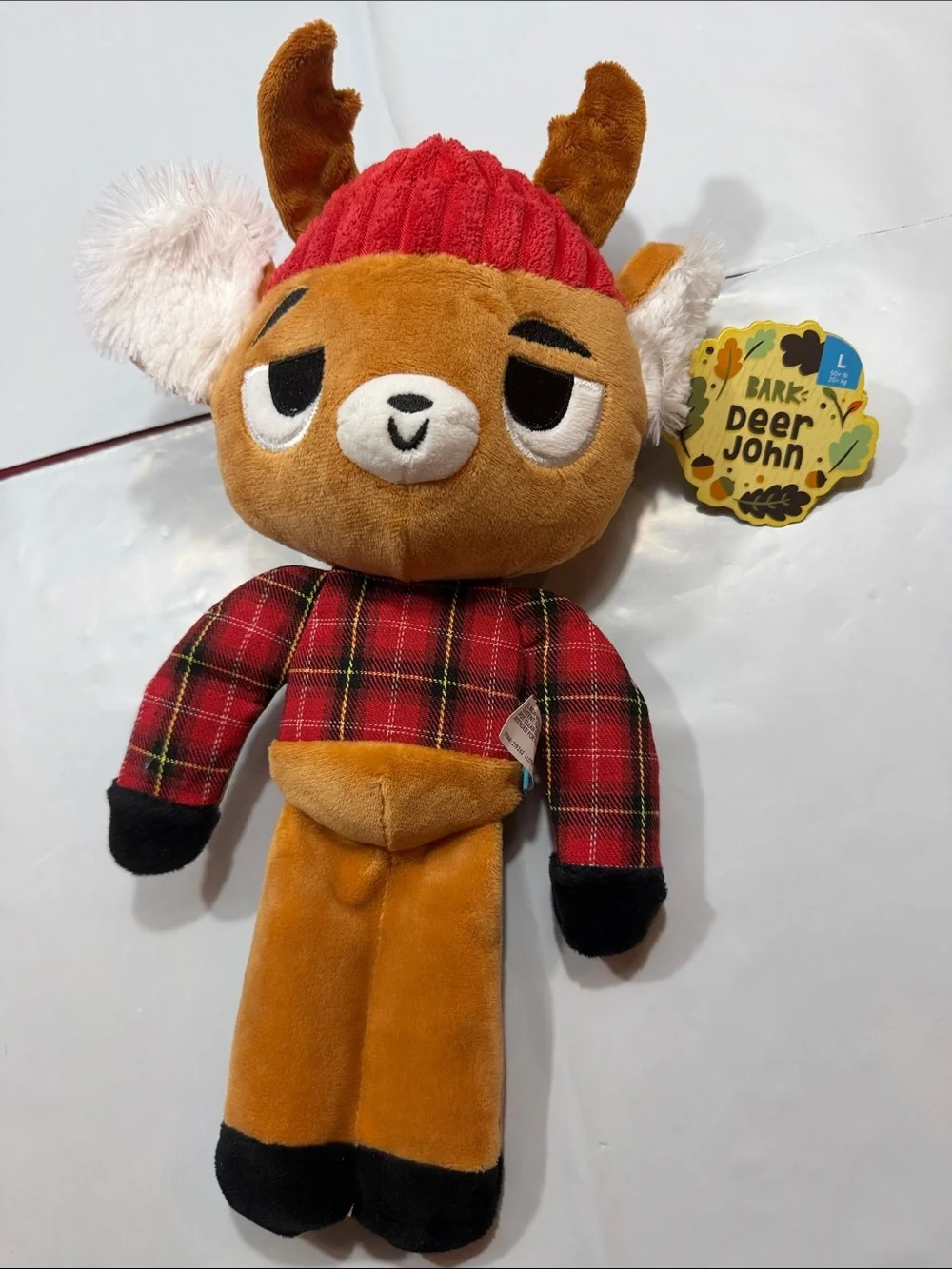 BARK DEER JOHN deer hunter Squeaky DOG TOY OCTOBER 2026 NEW red plaid shirt hat